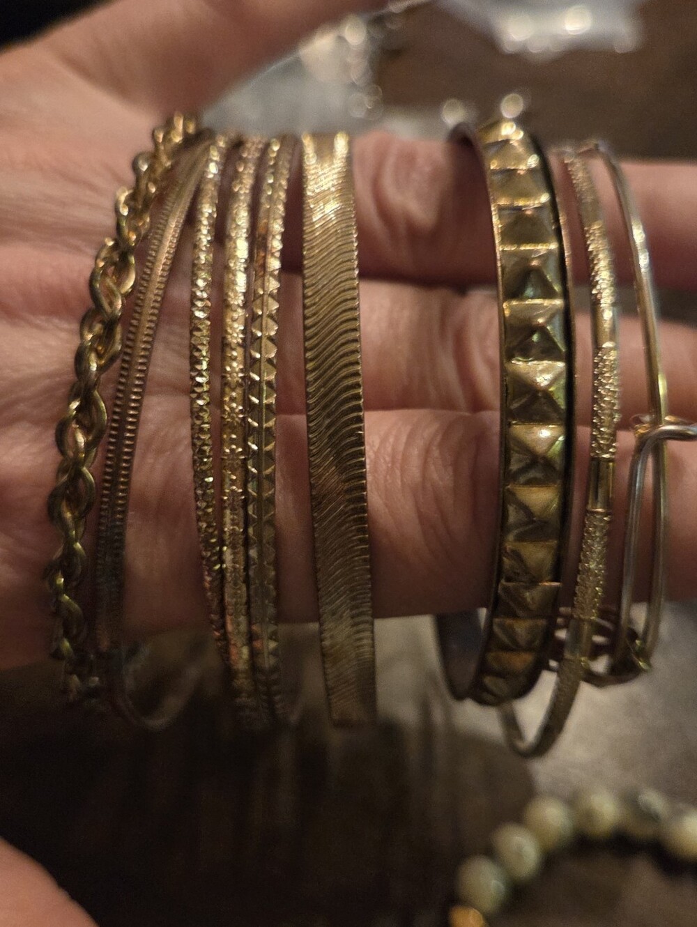Gold Tone Mixed Bangle Bracelet Set